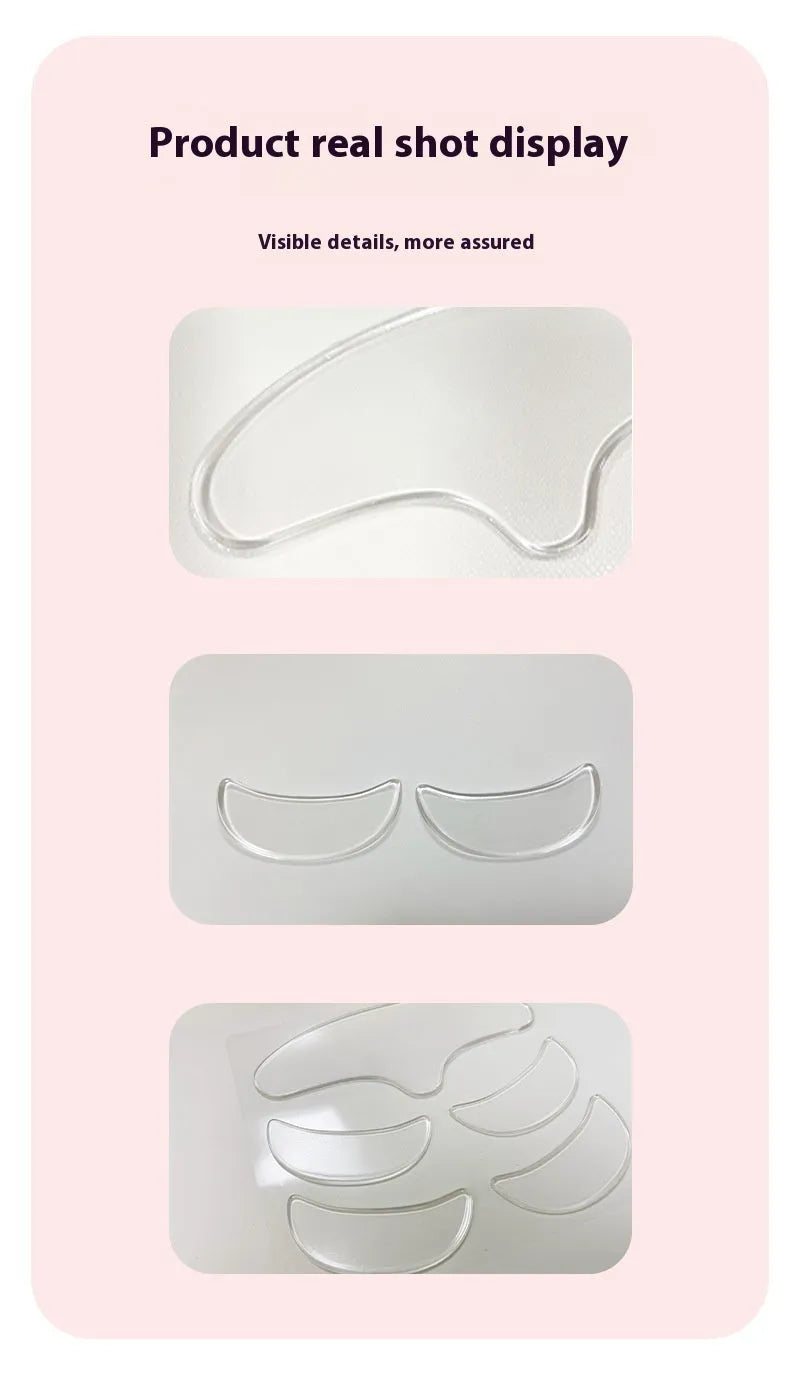 Five silicone anti-wrinkle face stickers for forehead, eyebrows, and under-eye areas
