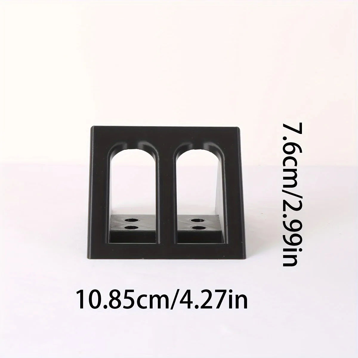 Black plastic pistol stand for 0 scale replica firearms with punk-style design