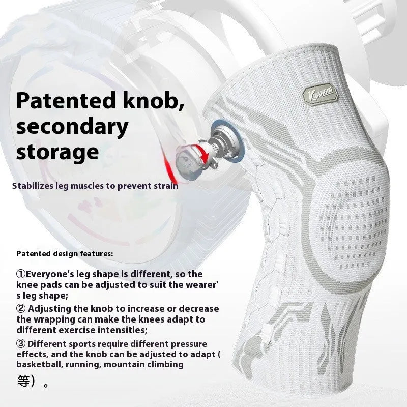 Professional grey-white sports knee pads for basketball, running, football, and badminton in M, L, XL sizes