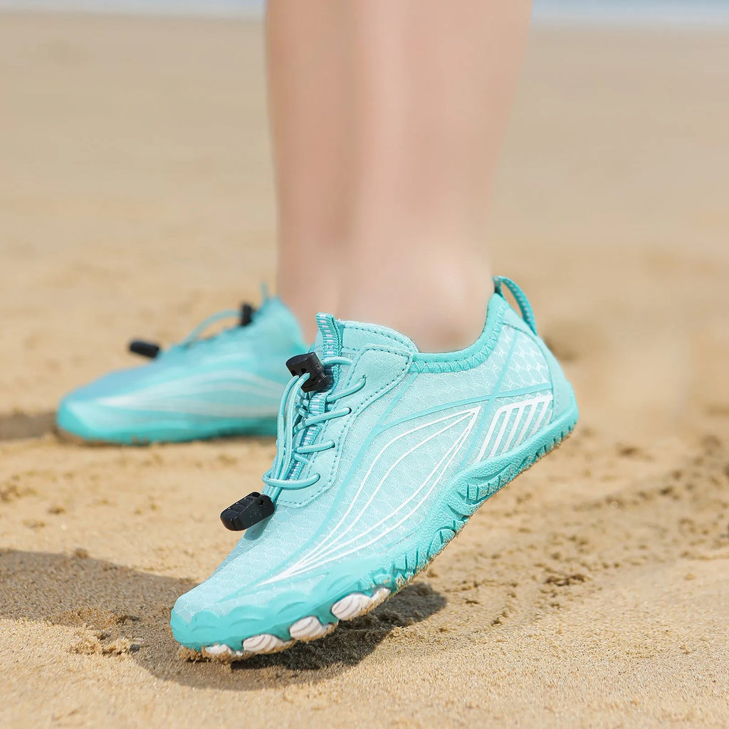 Children's wading swimming shoes with elastic closure and rubber sole in multiple colour options