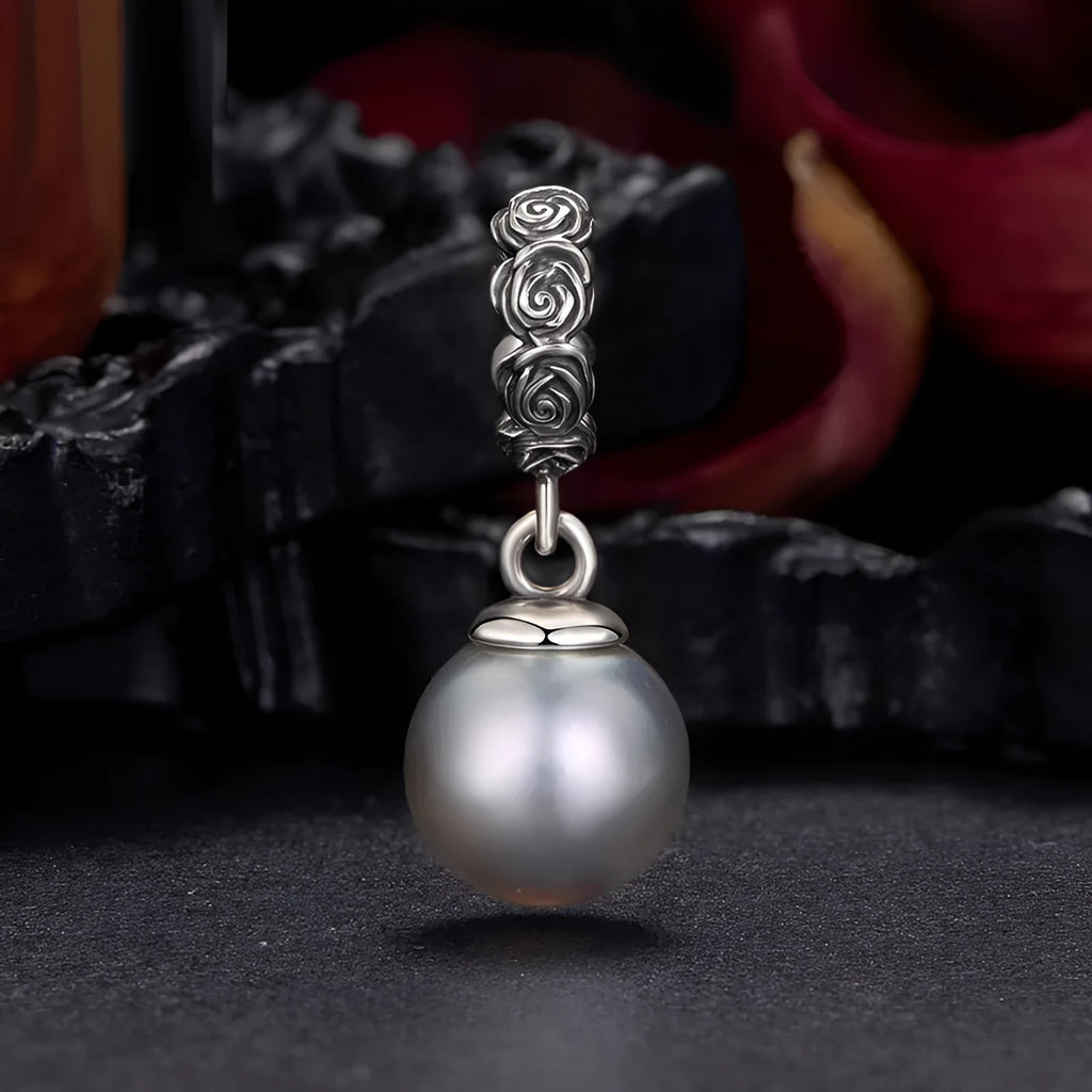 925 sterling silver dark night rose pendant 2.0cm by 0.8cm with 0.45cm aperture electroplated finish