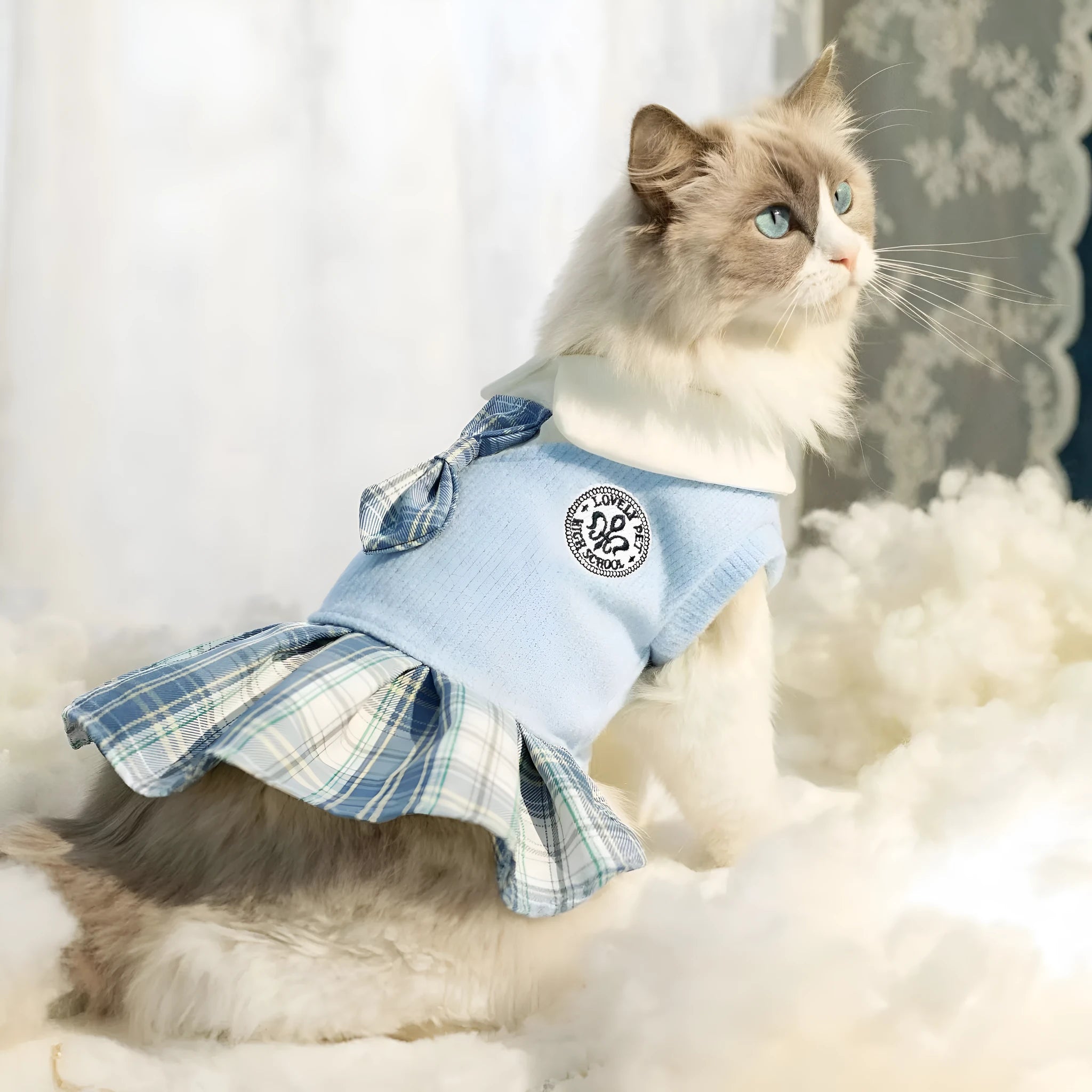 Polyester tartan skirt for dogs and cats in princess style with size and colour options