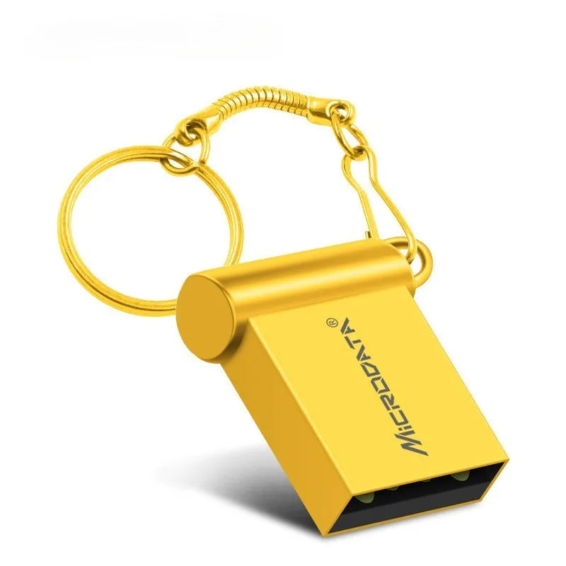 Silver metal square USB flash drive pendant on a metal necklace chain.