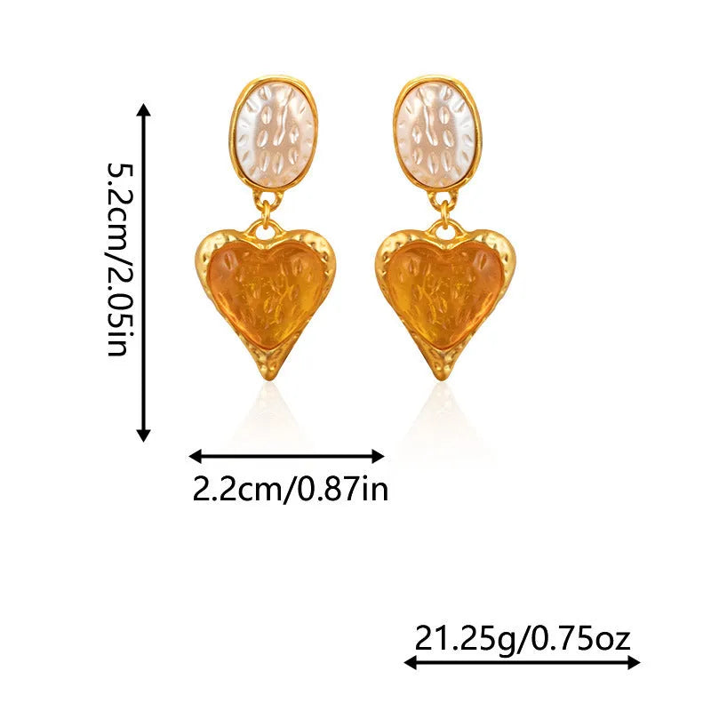 Silver needle pleated oval heart stud earrings in four colour options
