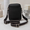 Solid colour PU leather crossbody phone bag for women shown in beige.