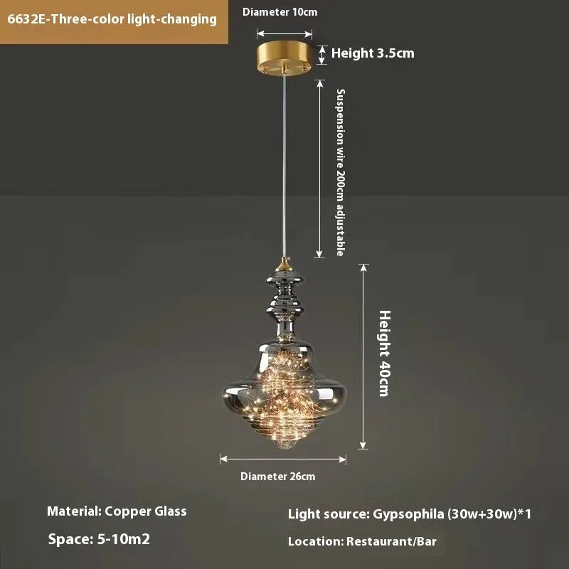 Modern simple luxury glass chandelier ceiling lamp with adjustable drop