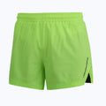 Men's quick-drying polyester marathon running shorts in black, grey, and fluorescent green with straight fit design