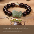 Women's Hetian jade bracelet with black and red braided ropes in Chinese style