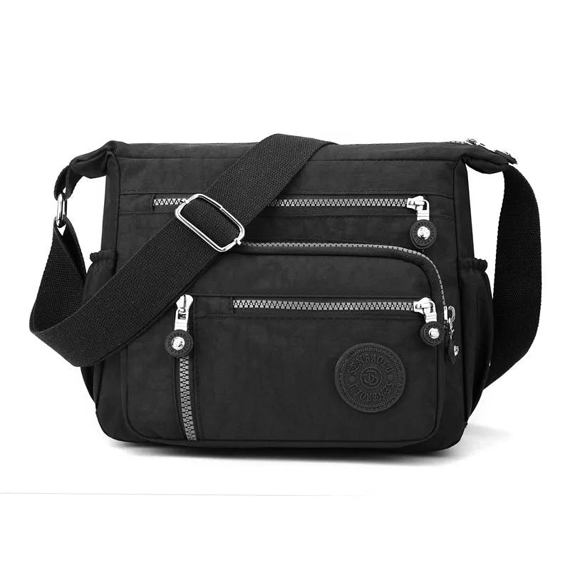 Nylon messenger bag square vertical design soft fabric single shoulder strap multiple colour options