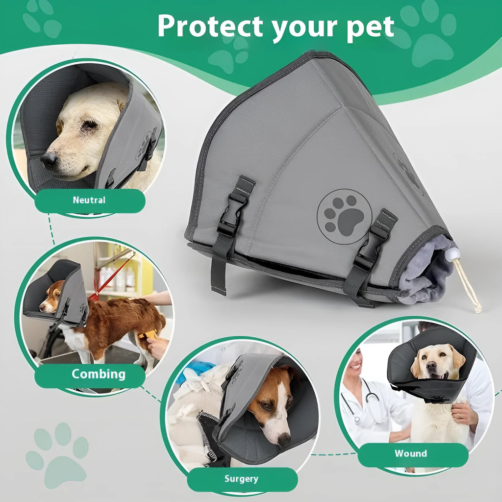 A polyester pet sterilisation collar ring in an adjustable anti-bite design for dogs and cats.
