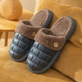 Plaid patterned detachable slippers for women with plush lining and a textured EVA anti-skid sole.