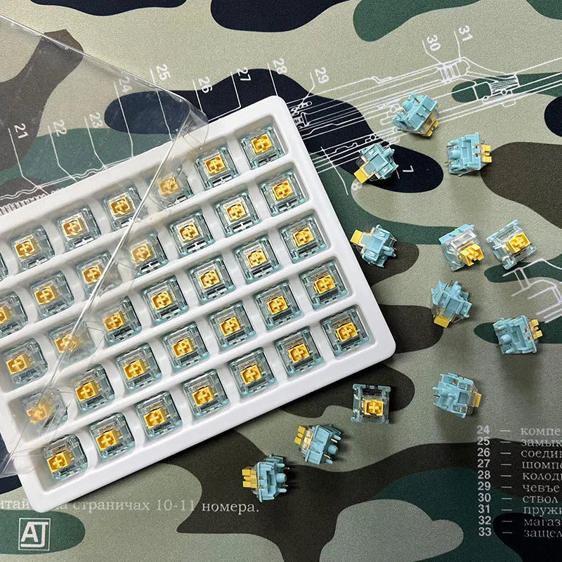 Tiger Mo Sea Salt Lemon PRO mute keyboard shaft stabilisers, set of 36 pieces.