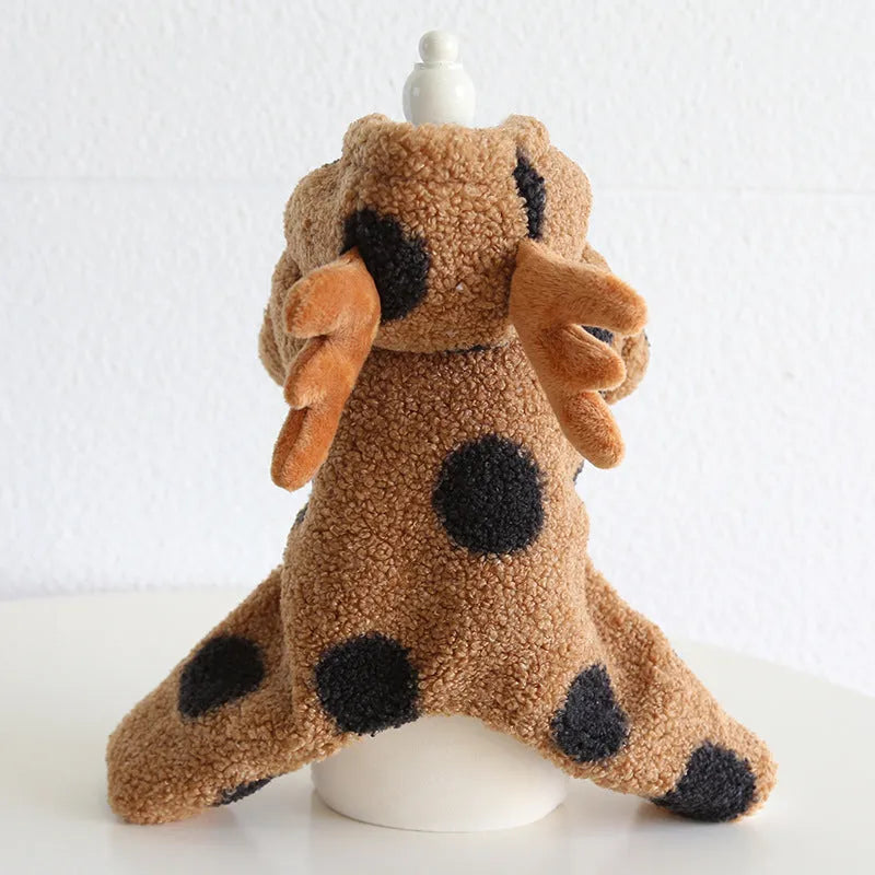 Polka dot elk couple design pet clothing for cats and dogs in skirt and four-leg styles