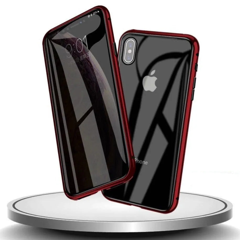 Clamshell anti-spy phone case for iPhone with machined glass construction in multiple solid colours