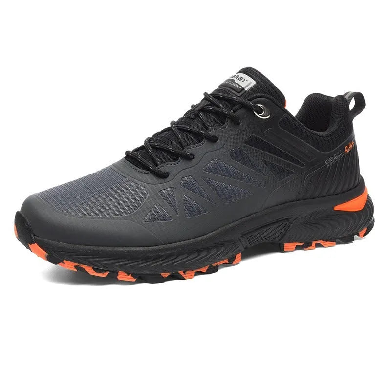 Men's black mesh running shoes with lace-up front and rubber sole in UK size 46