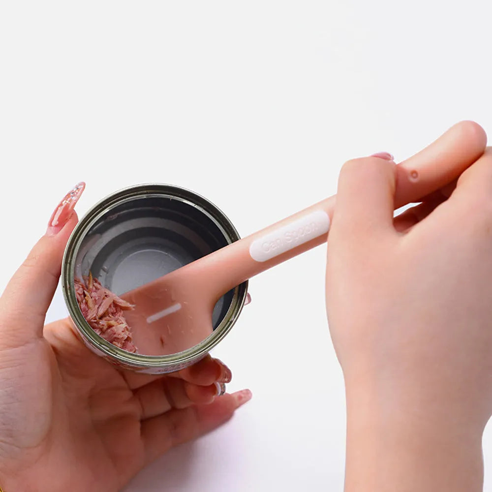 TPR pet canned food spoon with long handle in green, pink, or purple colour options