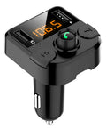 Black BT36B car Bluetooth MP3 player with 1.1-inch screen for cigarette lighter power.