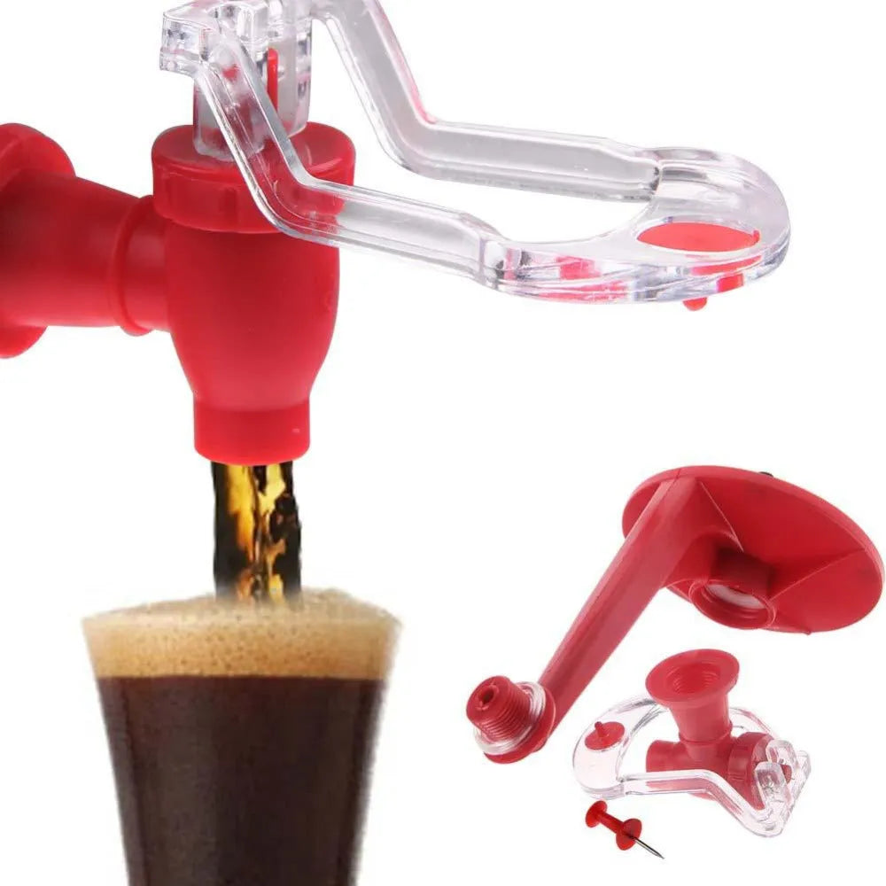 Red plastic Magic Tap soda dispenser accessory for 2-litre bottles