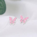 925 sterling silver butterfly stud earrings in geometric Korean fashion style for women