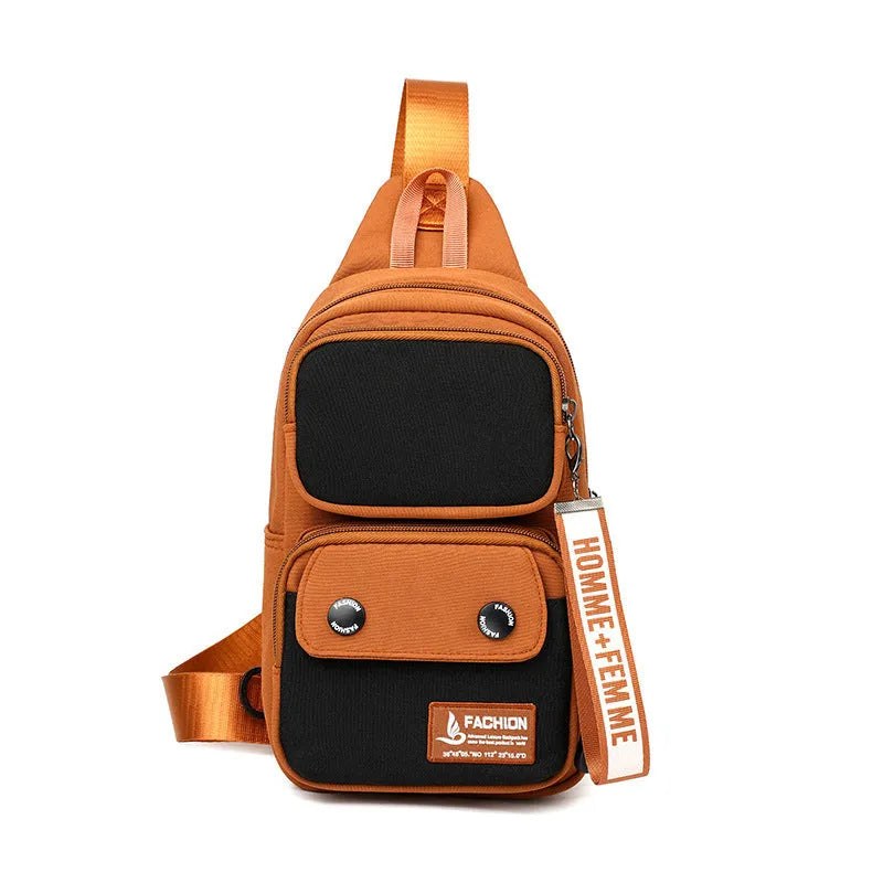 Outdoor leisure crossbody shoulder bag in nylon with contrast colour options