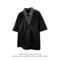 Men's thin heavy Henry collar polo shirt sweater in spandex, short sleeve pullover in apricot colour.