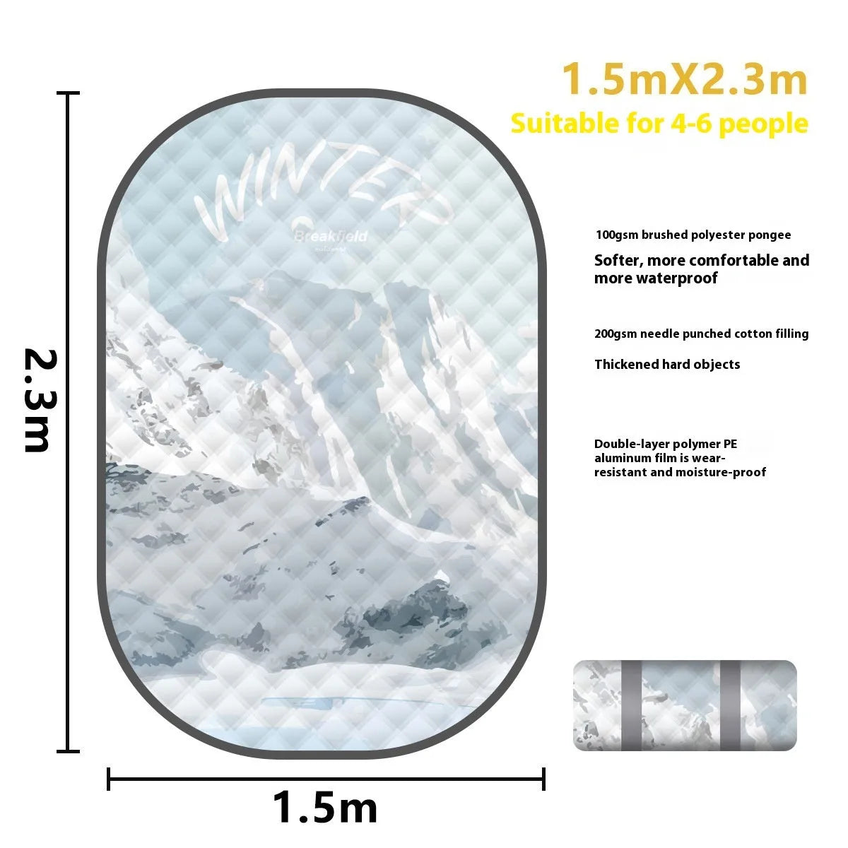 Waterproof ultrasonic thickening picnic mat with moisture-proof backing in seasonal colour pattern