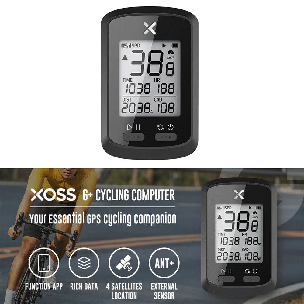 Black waterproof bicycle stopwatch mounted on bicycle handlebars