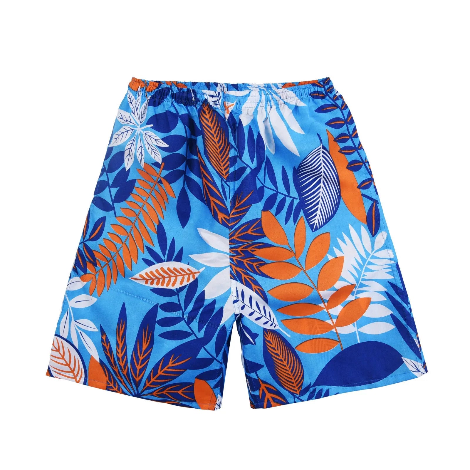 Men's floral printed five-point swimming trunks in free size made of polyester