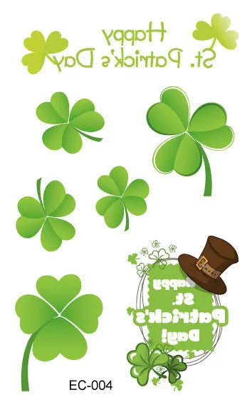 Irish festival clover tattoo sticker paper with water transfer printing, 120mm by 75mm