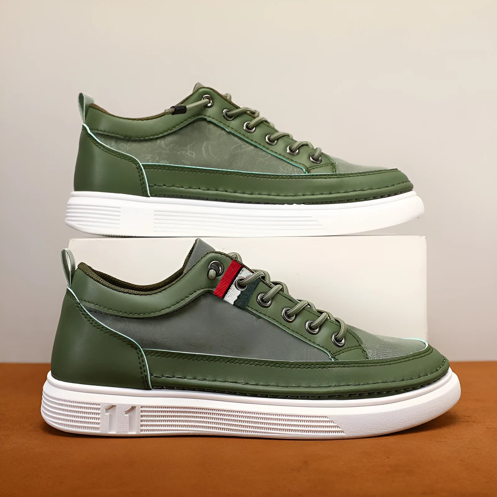 Men's high-cut canvas sneakers in grey, black, or green with a bandage dress style and round toe.