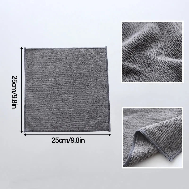 Grey square microfiber kitchen cleaning cloth for oily pots and bowls