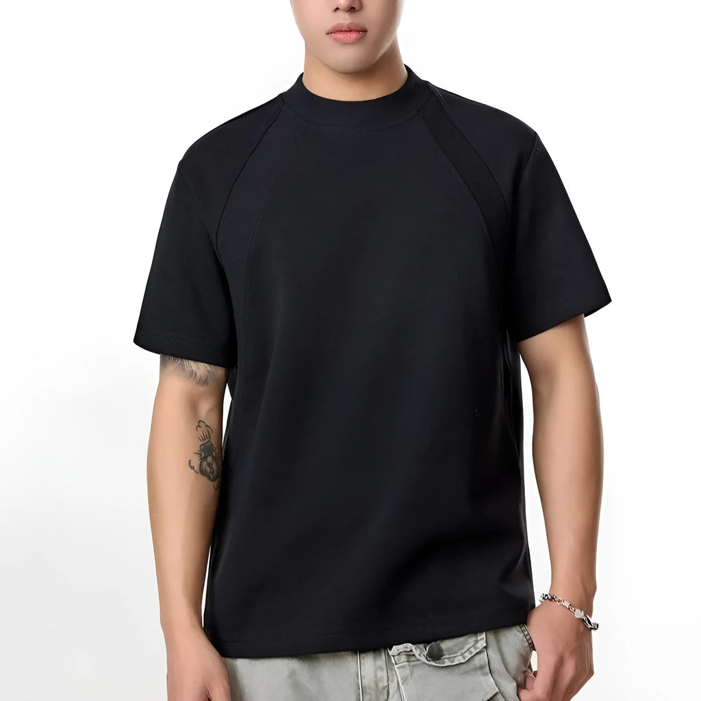 Loose fit short sleeve top with air layer stitching in polyester fibre