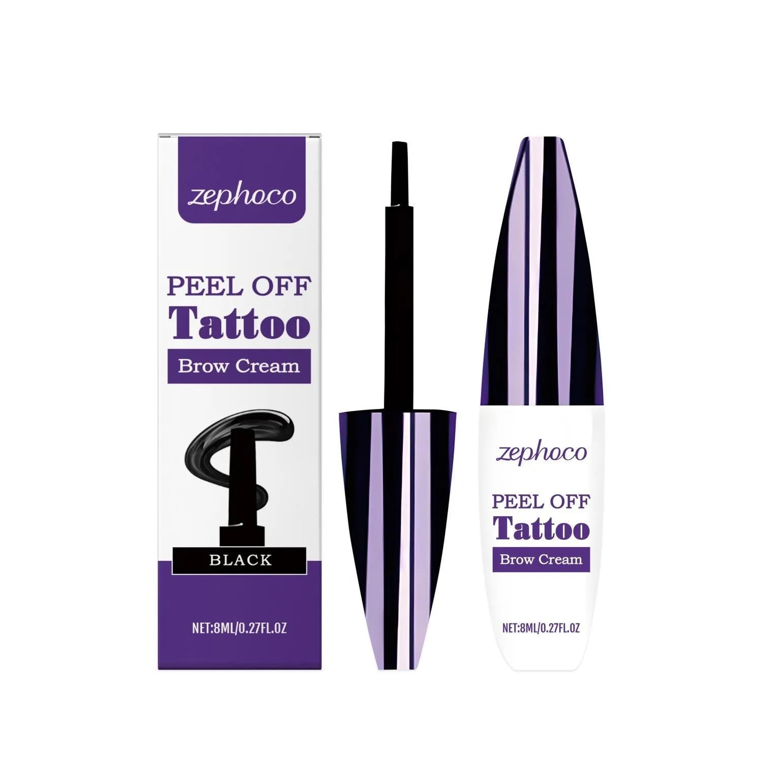 Tearable liquid eyebrow pencil in black brown and light brown shades with water-based formula