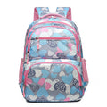 Blue children's school backpack with air pillow shoulder belts and large capacity storage compartments