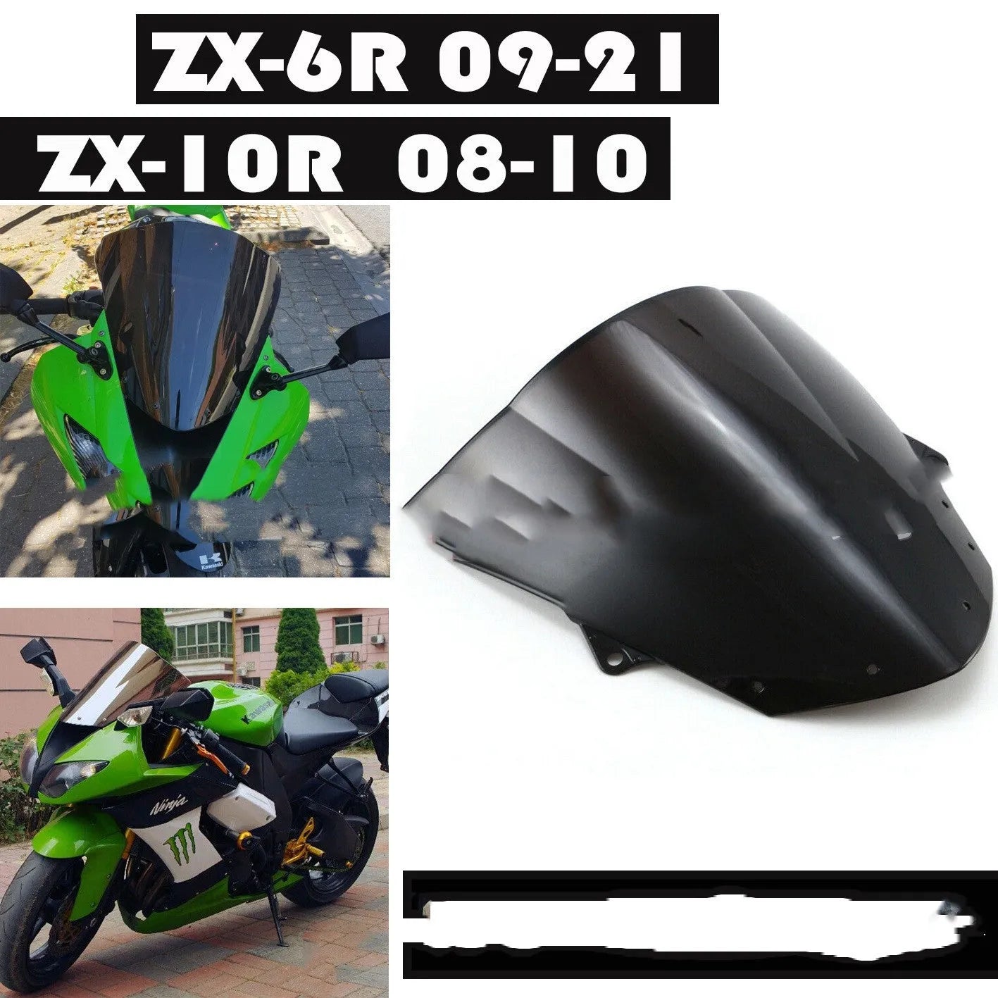 Blue and brown motorcycle windscreen for Kawasaki ZX-6R 636 and ZX-10R replacement