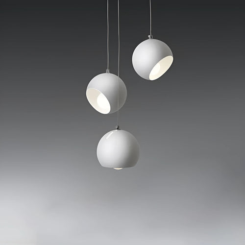 Post-modern ball chandelier table lamp in Moon White or Obsidian Black finish, available in single-head or three-head configurations.