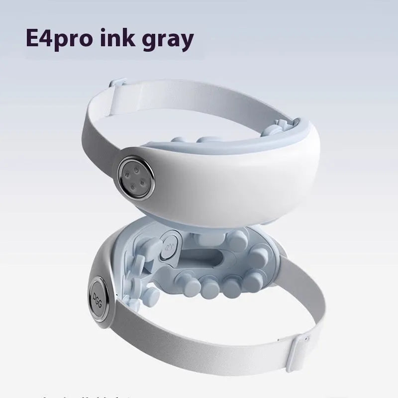 Bluetooth rechargeable eye hot compress massage device in purplish grey, green, or ink grey colour.