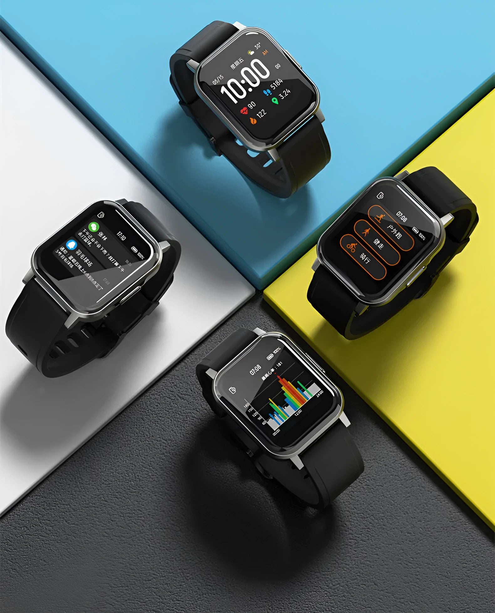 Black waterproof smart bracelet with a 1.4-inch screen on a silicone wrist strap.