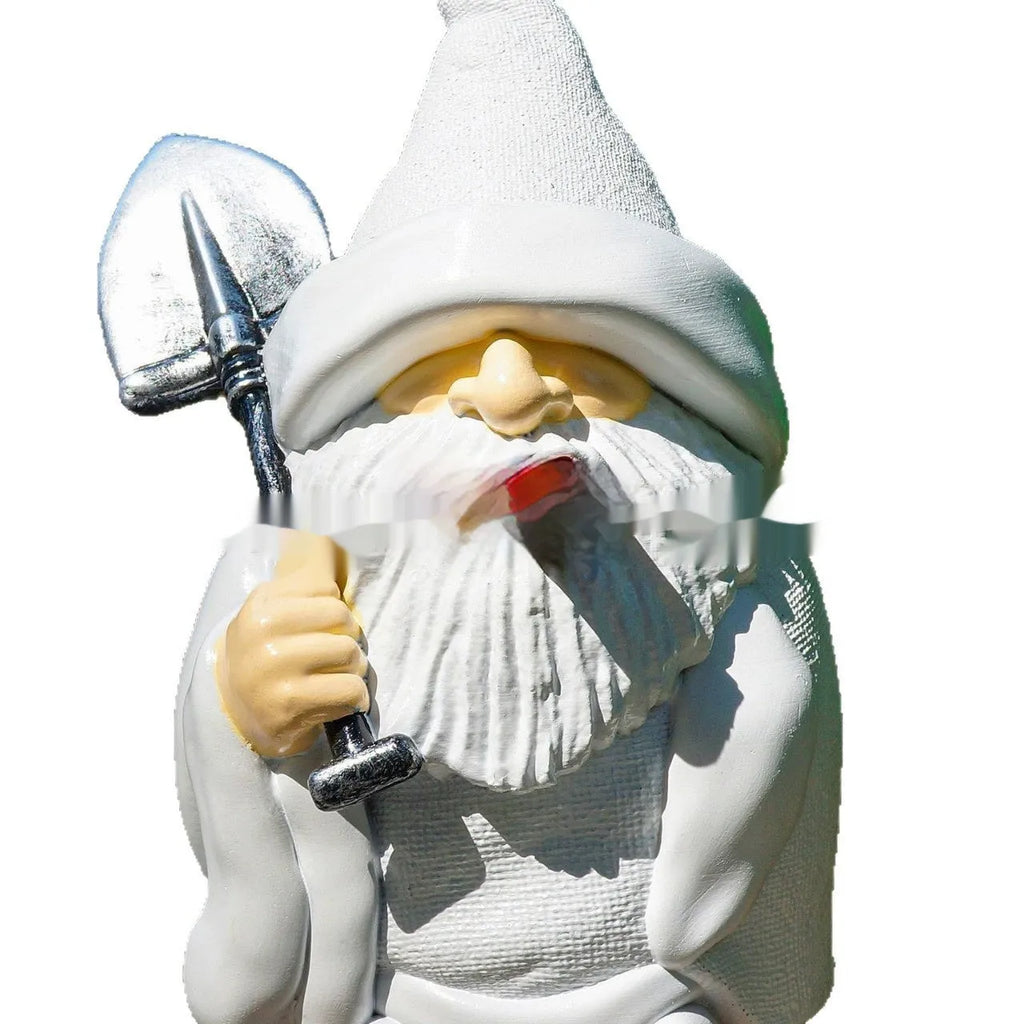 Christmas resin craft ornament with smoking shovel dwarf design for holiday displays