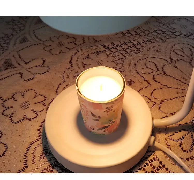 European design aromatherapy melting wax lamp with dimmer switch in white or yellow finish