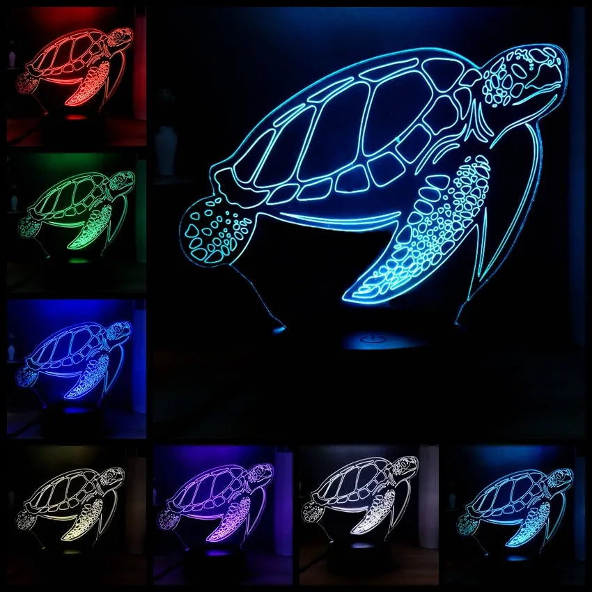 3D LED turtle night light with 16 colour options and remote control