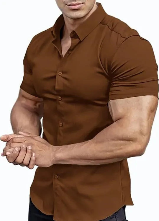 Men's printed short sleeve casual shirt in polyester fibre available in multiple colours and sizes