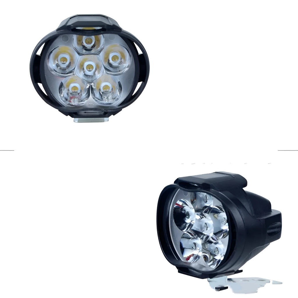 LED spotlights for electric vehicles, six lamp beads, 12V white light, black plastic housing