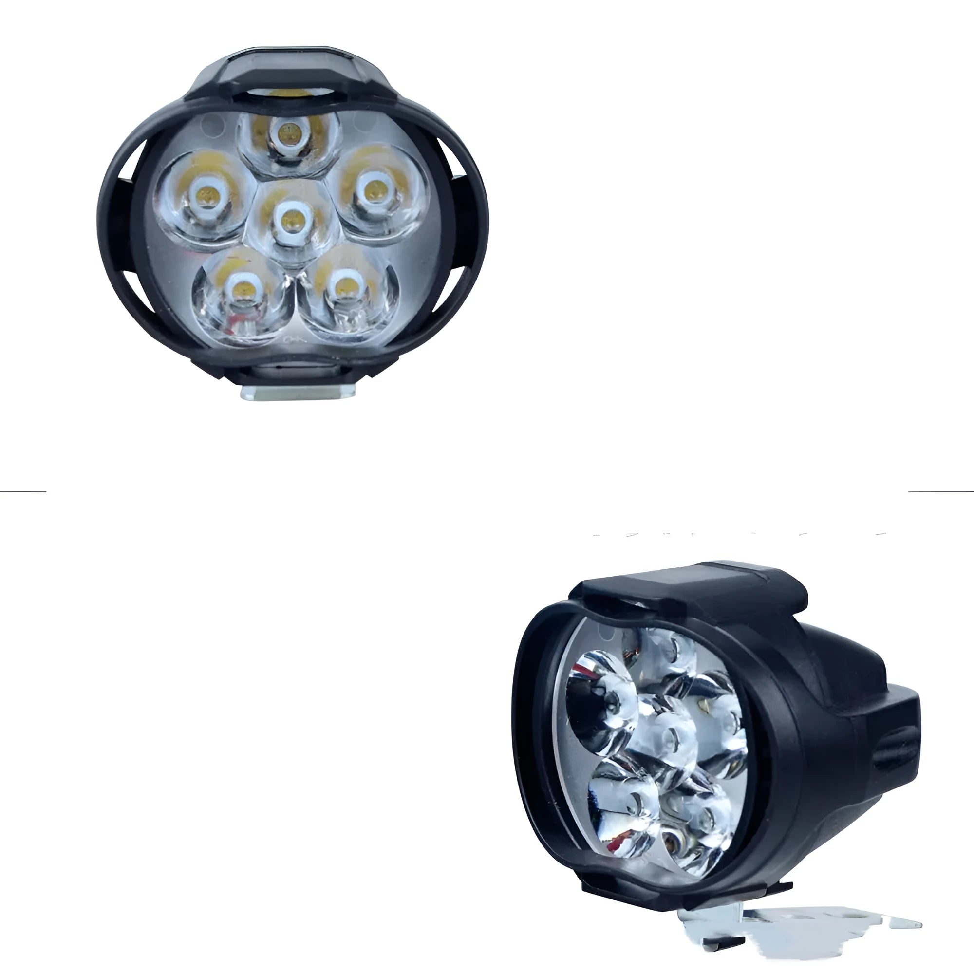 LED spotlights for electric vehicles, six lamp beads, 12V white light, black plastic housing