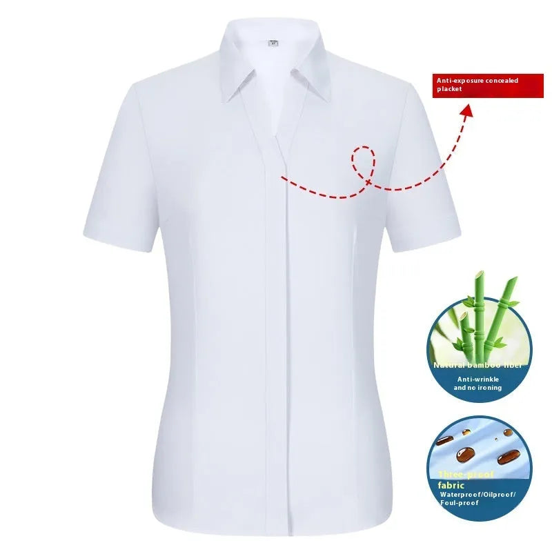 Men's bamboo fibre short sleeve business shirt with square collar in slim fit