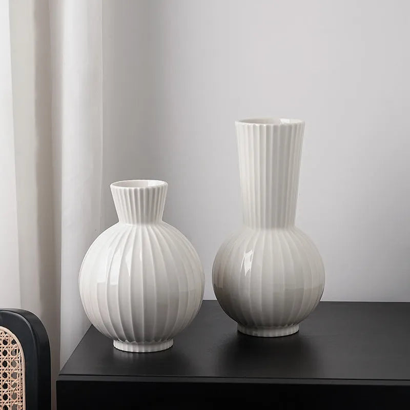 Ball striped ceramic vase collection in American country style with six design options
