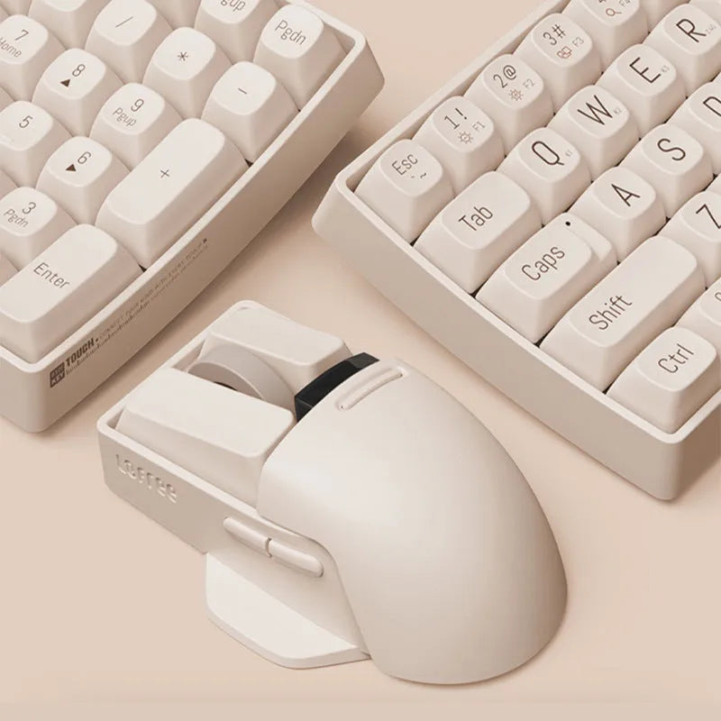 Xiaoqiao wireless mouse in tofu colour showing ergonomic shape and multiple buttons