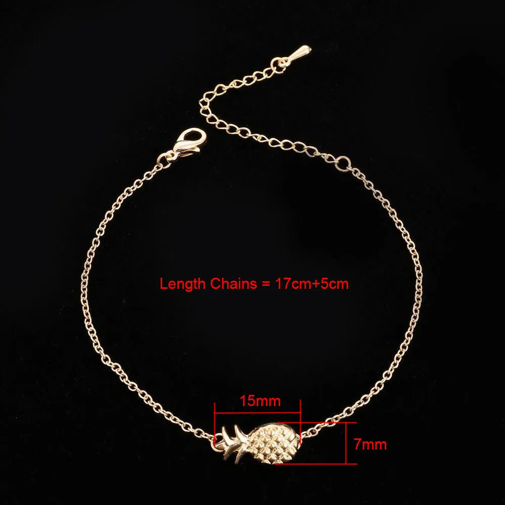 Alloy pineapple bracelet for women in gold or silver colour with fruit-shaped design