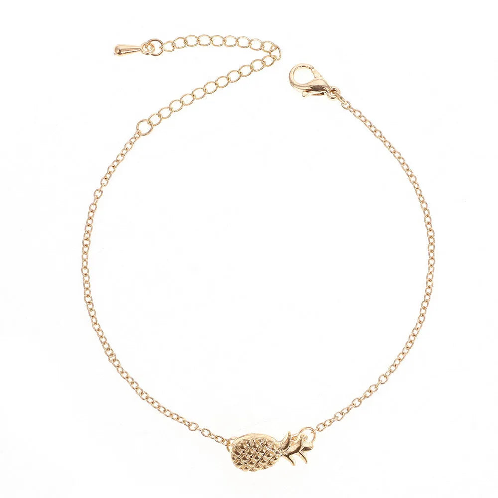 Alloy pineapple bracelet for women in gold or silver colour with fruit-shaped design