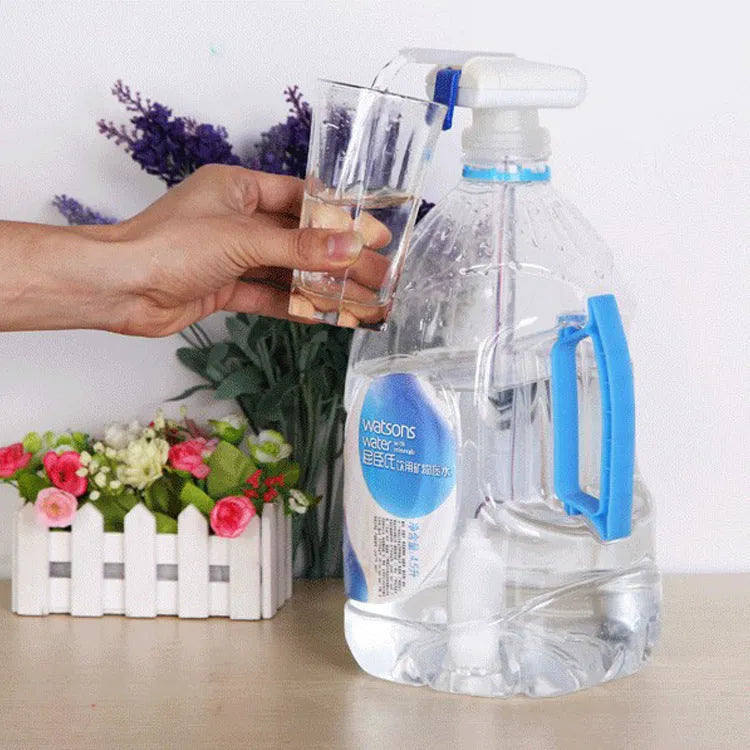 Electric pumping water device with silicone straws and blue press handle for beverage transfer